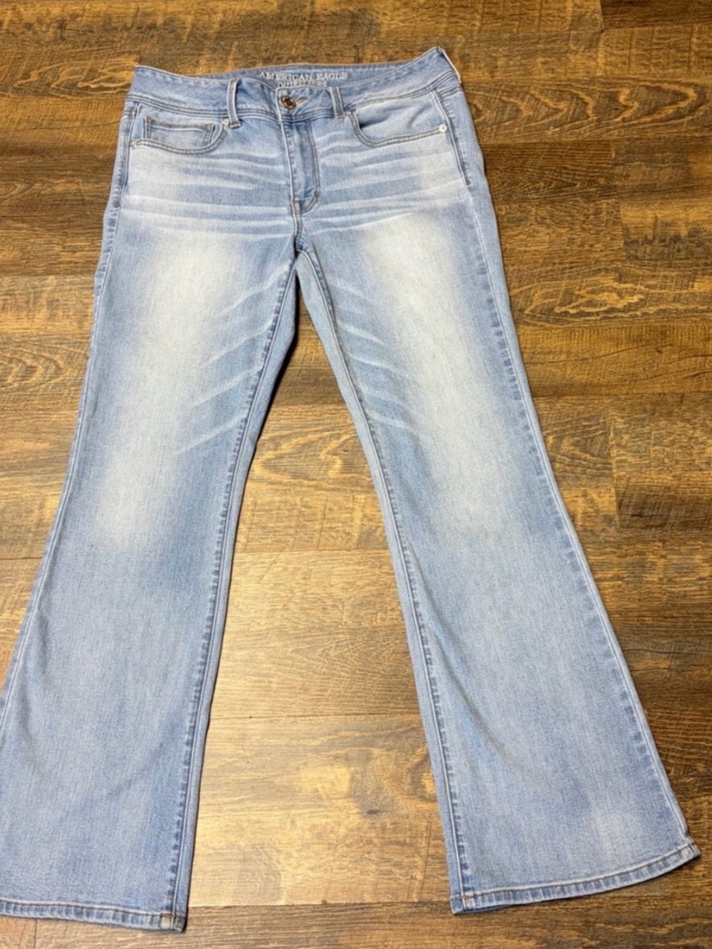 American Eagle Kick Boot Super Stretch Light Blue Denim Jeans Womens 12